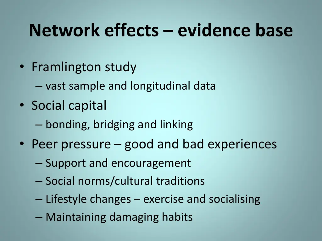 network effects evidence base