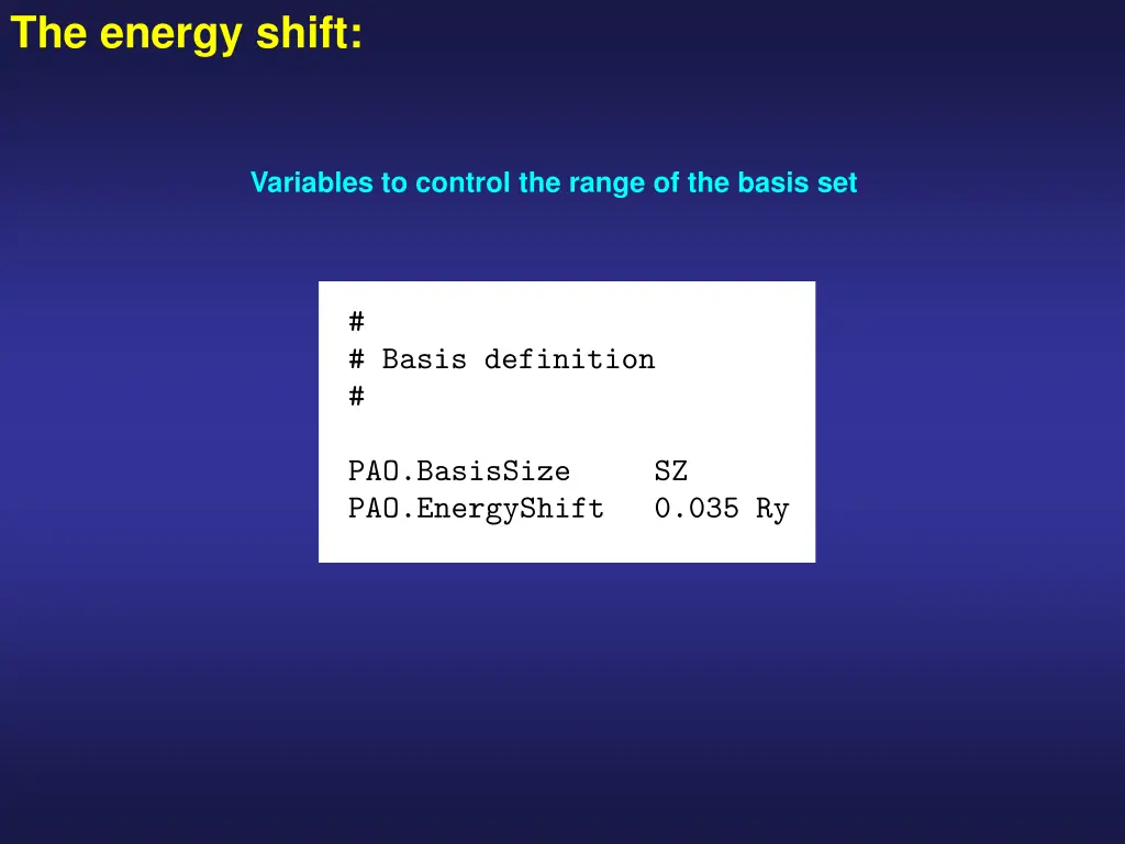 the energy shift