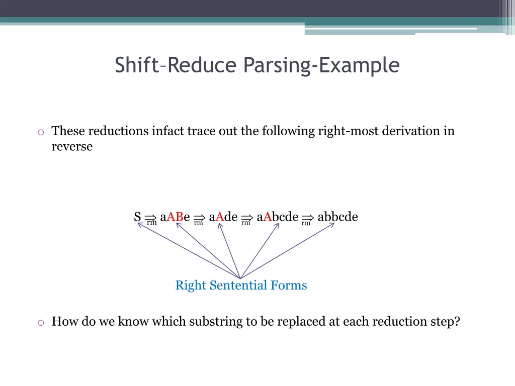 shift reduce parsing example 1