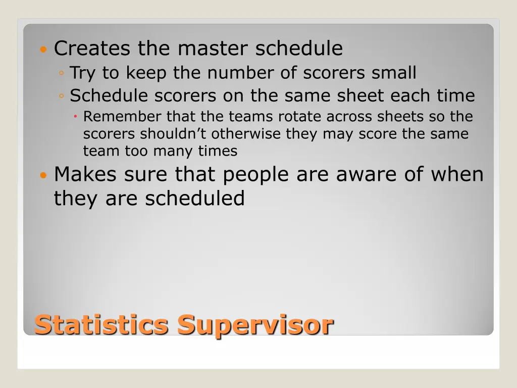 creates the master schedule try to keep