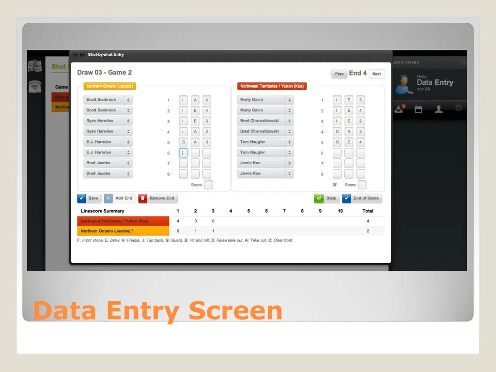 data entry screen