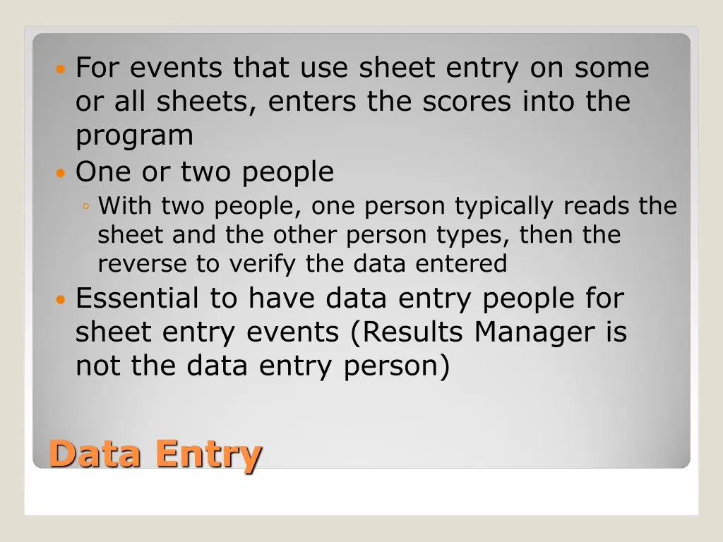 for events that use sheet entry on some