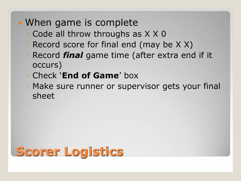 when game is complete code all throw throughs