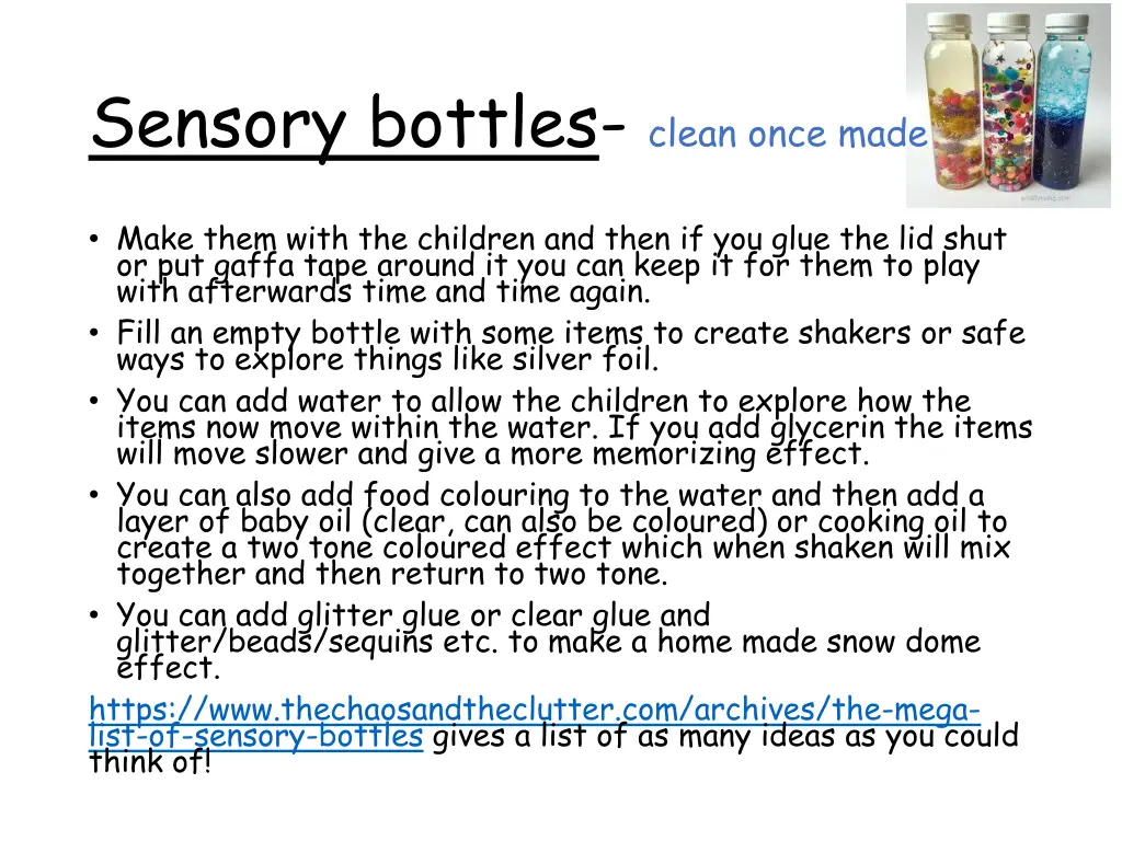 sensory bottles clean once made