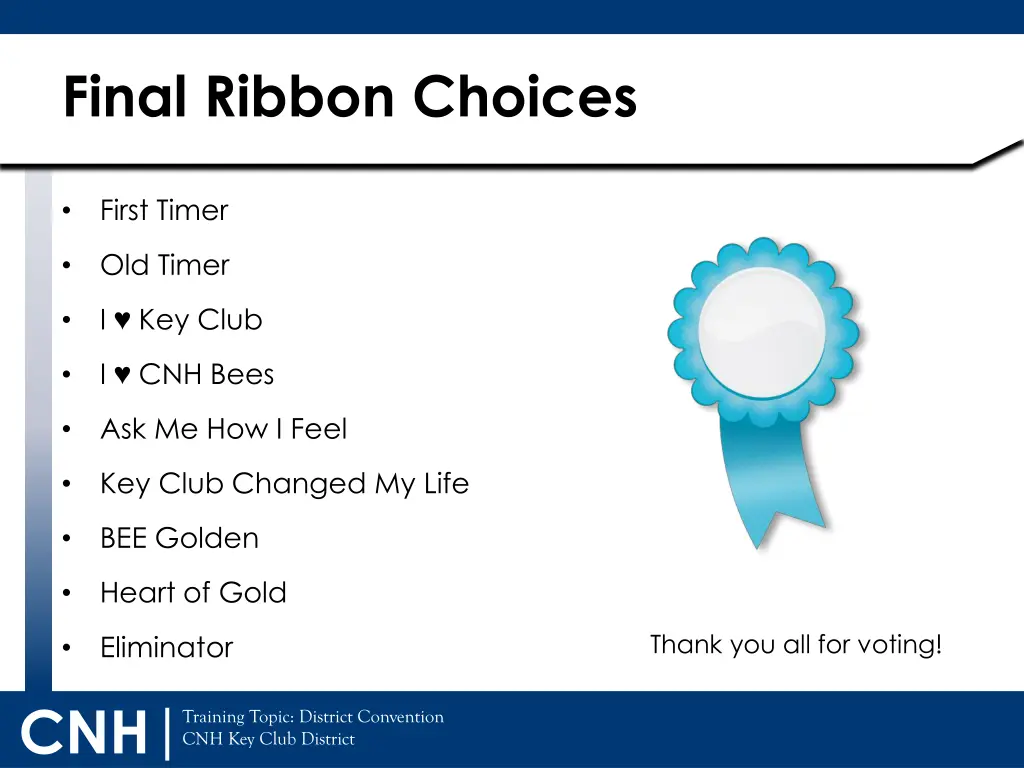 final ribbon choices