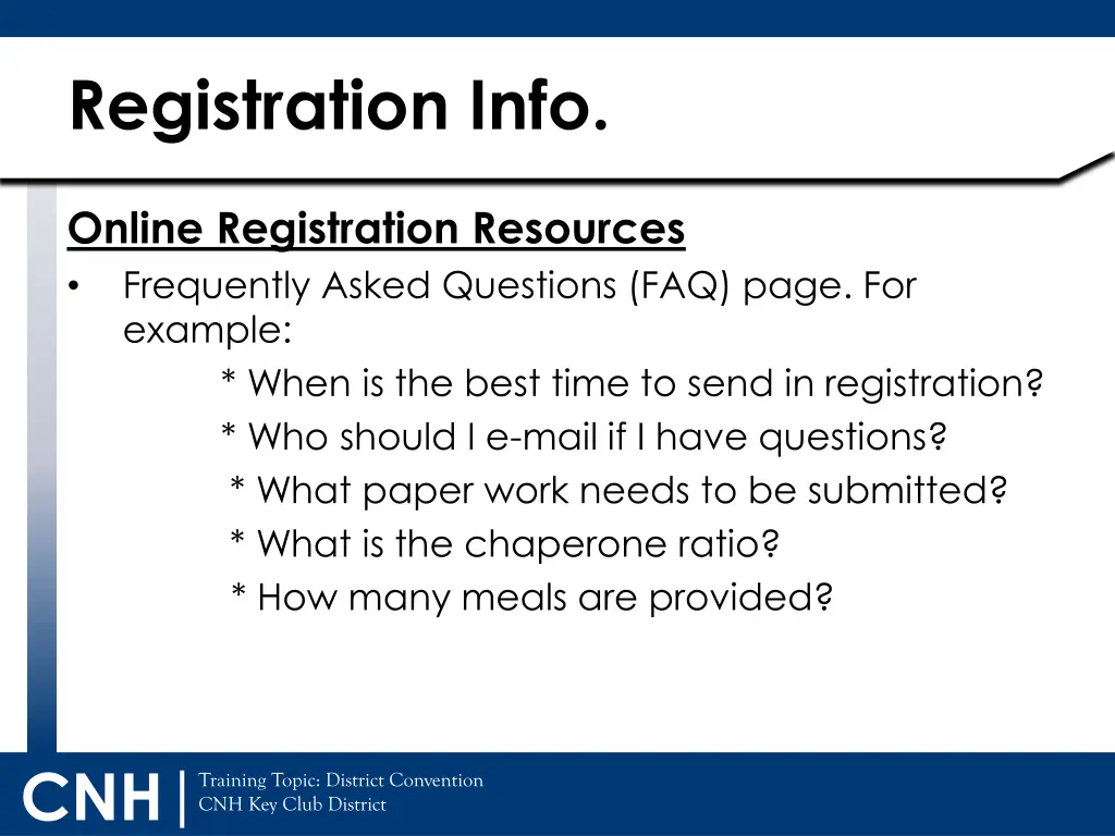 registration info