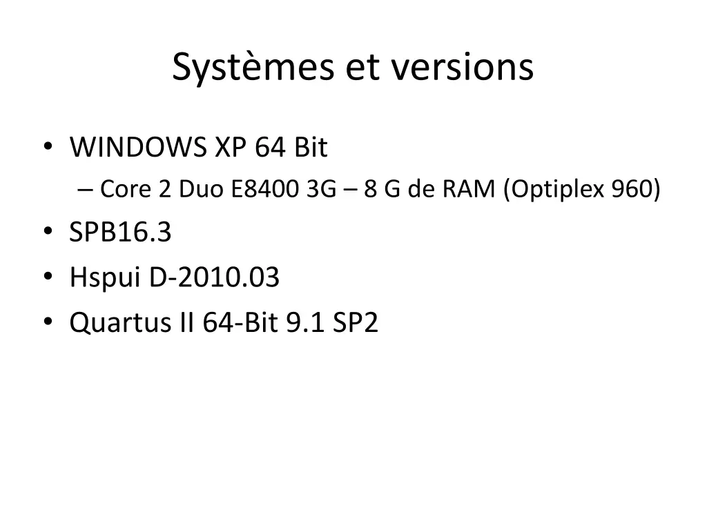 syst mes et versions