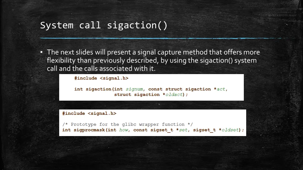 system call sigaction