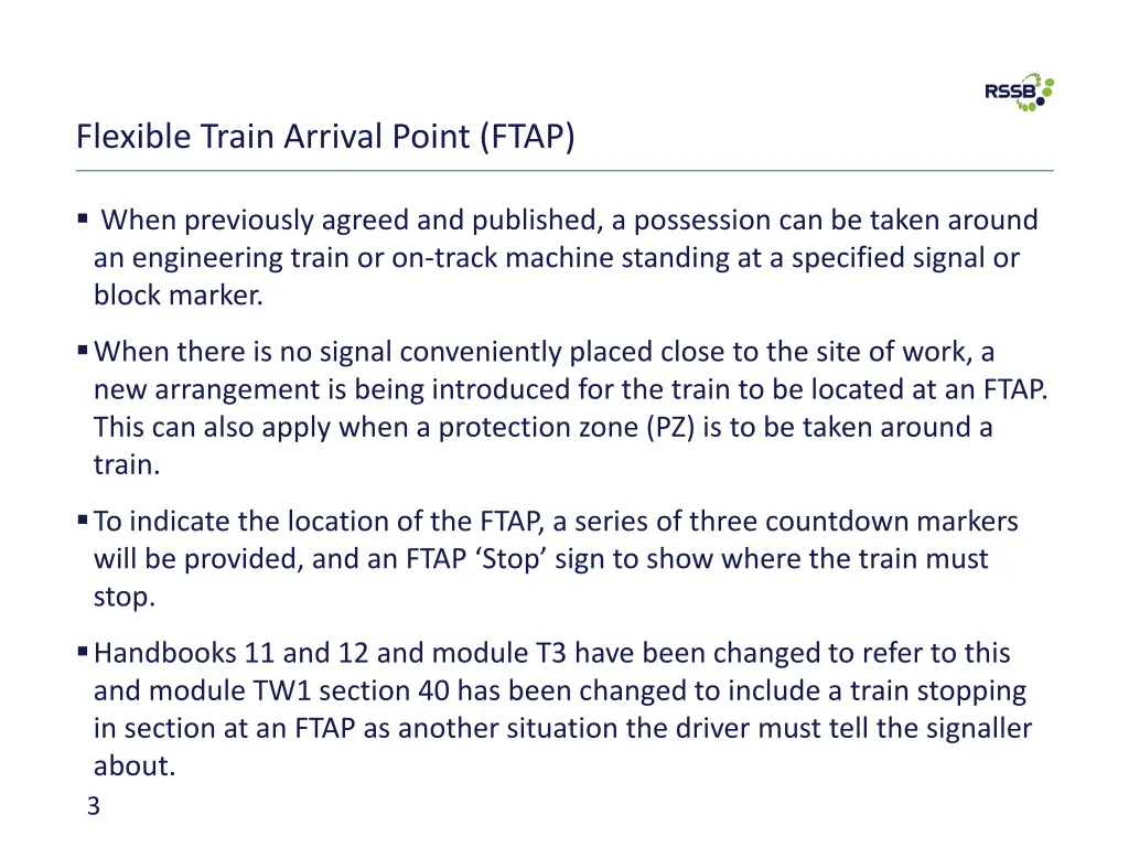 flexible train arrival point ftap