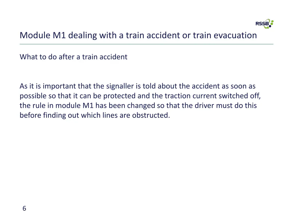 module m1 dealing with a train accident or train