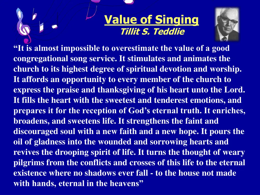 value of singing tillit s teddlie