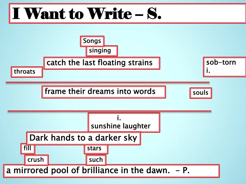 i want to write i want to write s