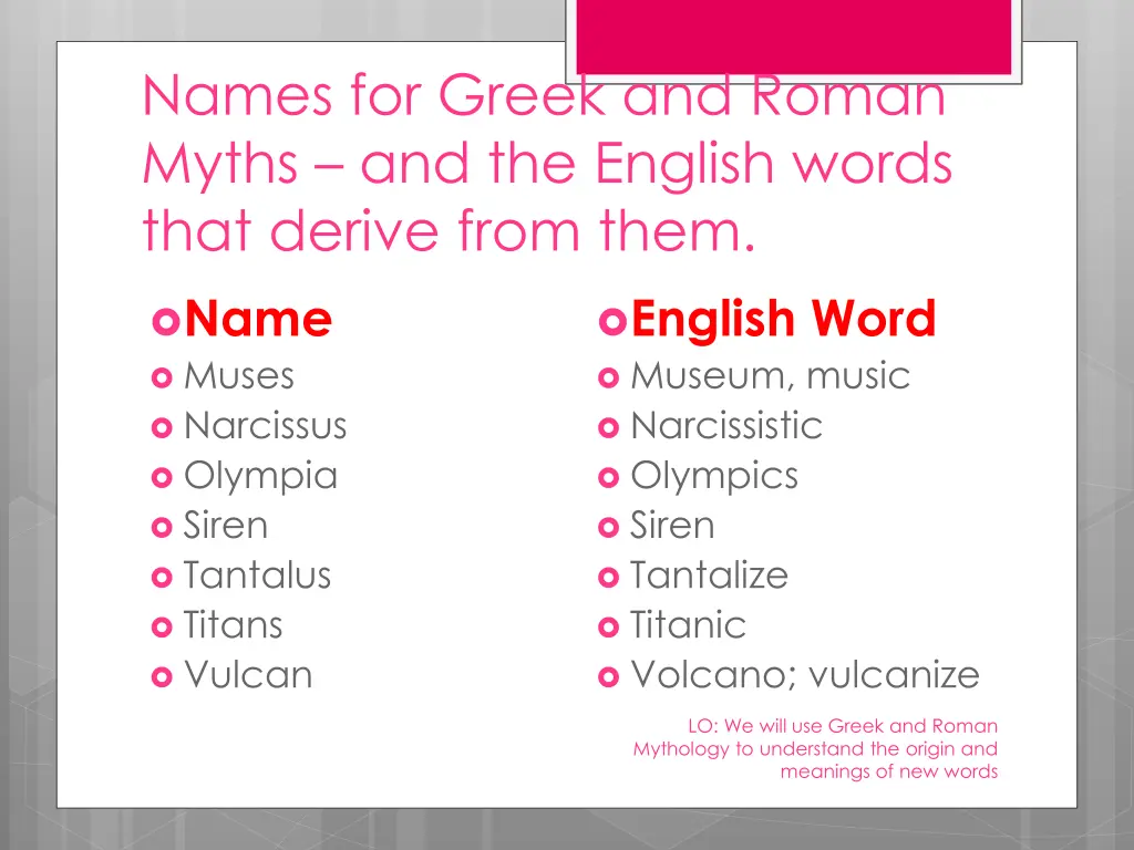 names for greek and roman myths and the english 1