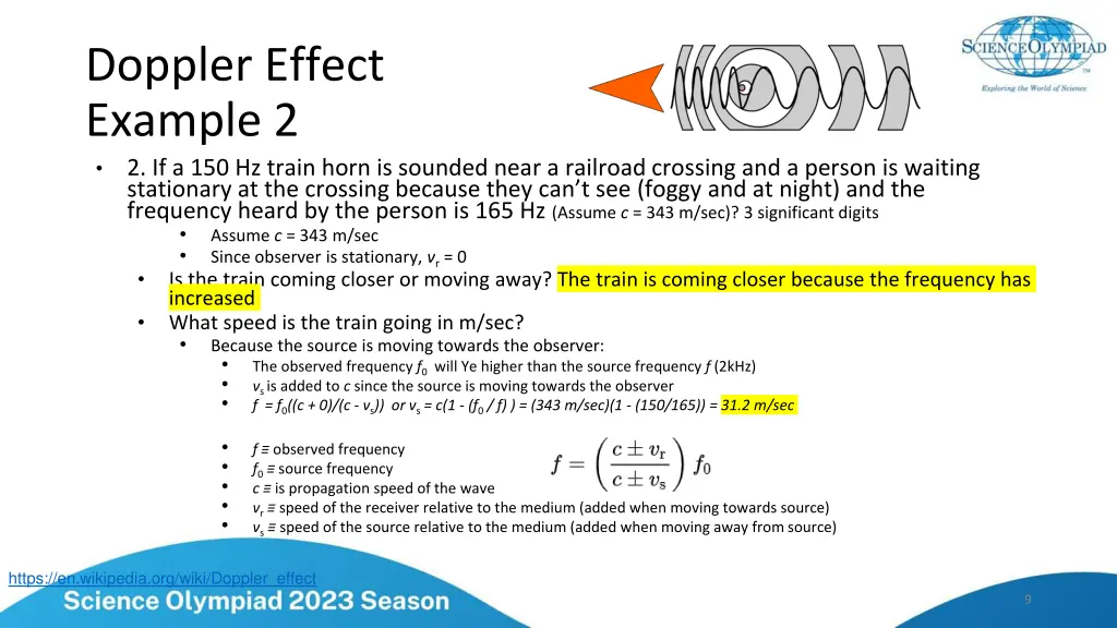 doppler effect example 2 2 if a 150 hz train horn