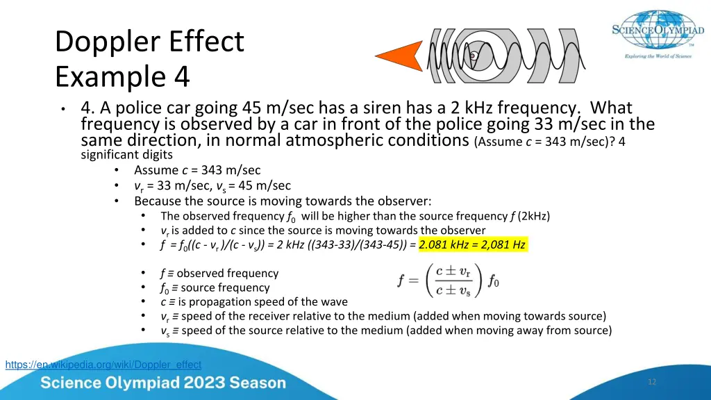 doppler effect example 4 4 a police car going