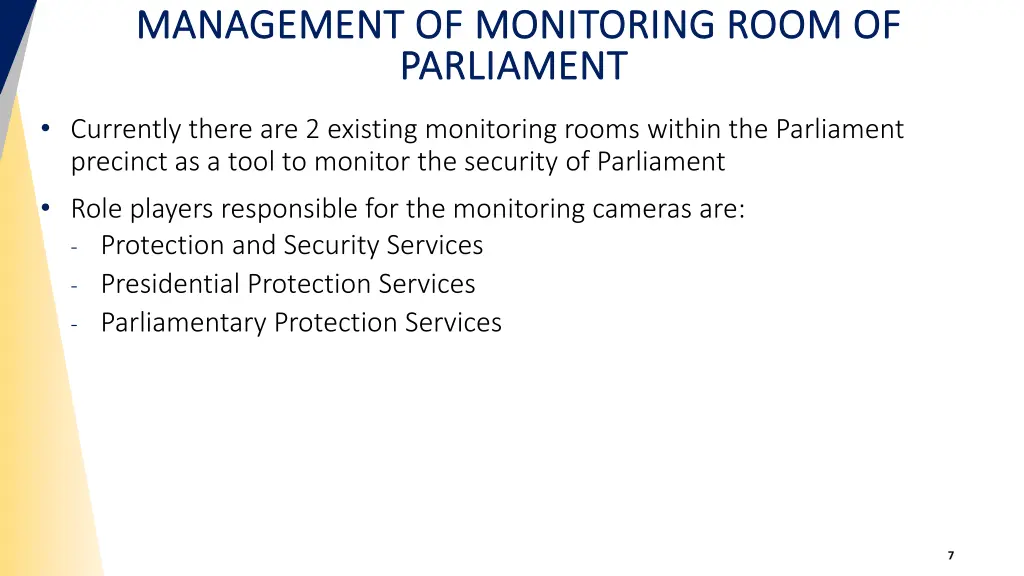 management of monitoring room of management