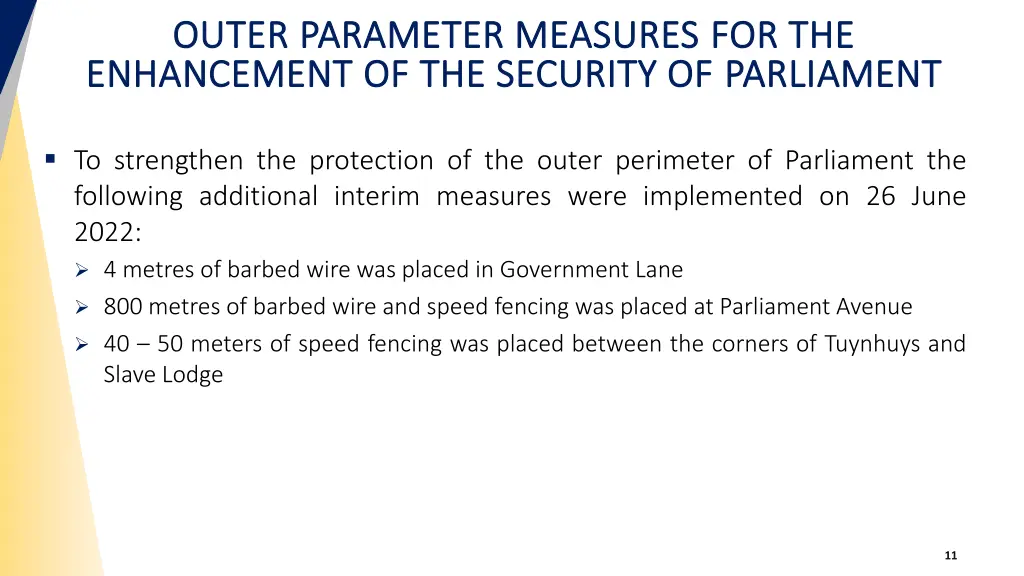 outer parameter measures outer parameter measures