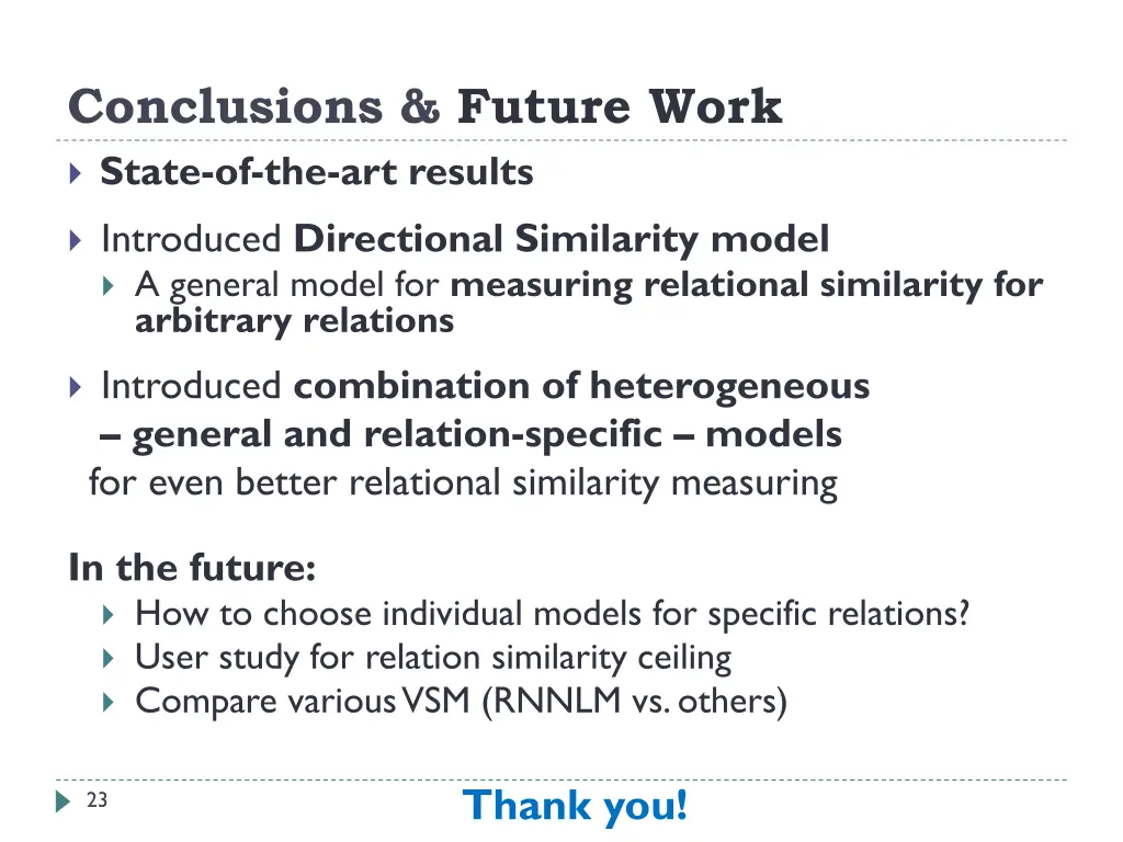 conclusions future work state of the art results