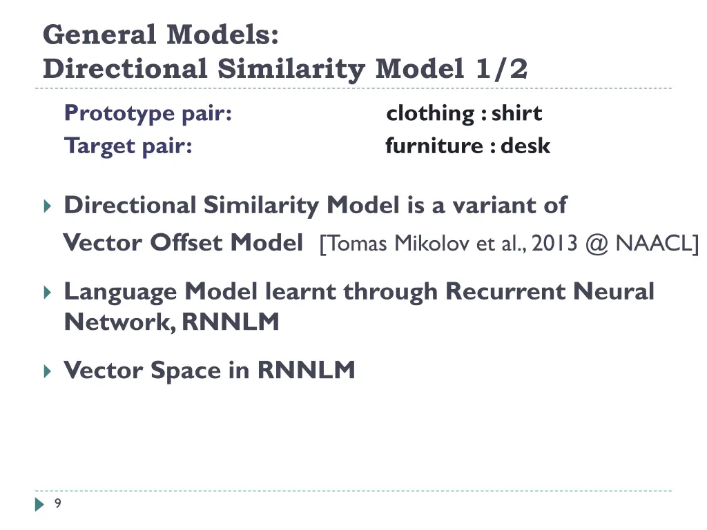 general models directional similarity model 1 2