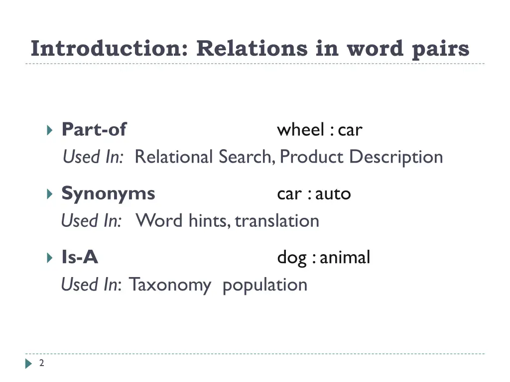 introduction relations in word pairs