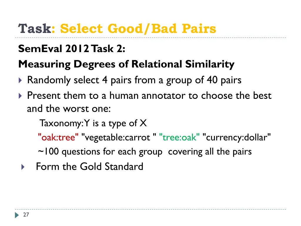 task select good bad pairs