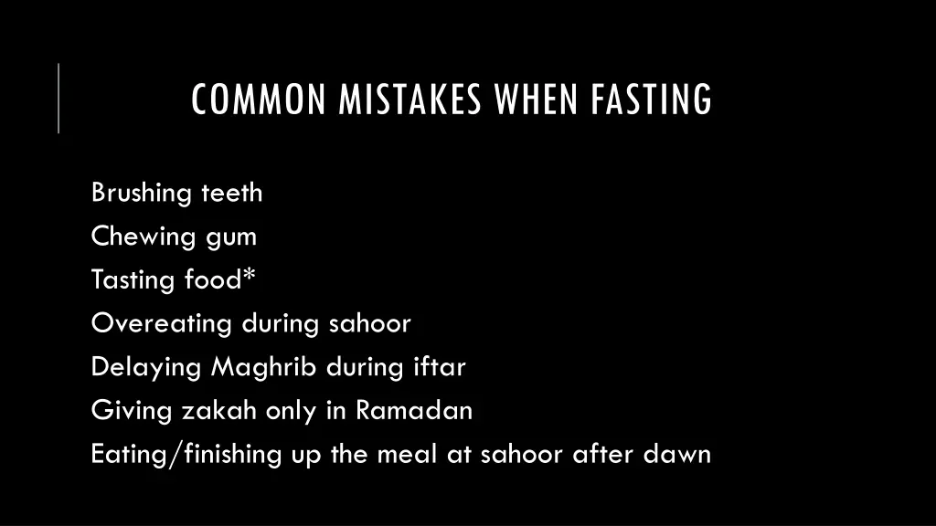 common mistakes when fasting