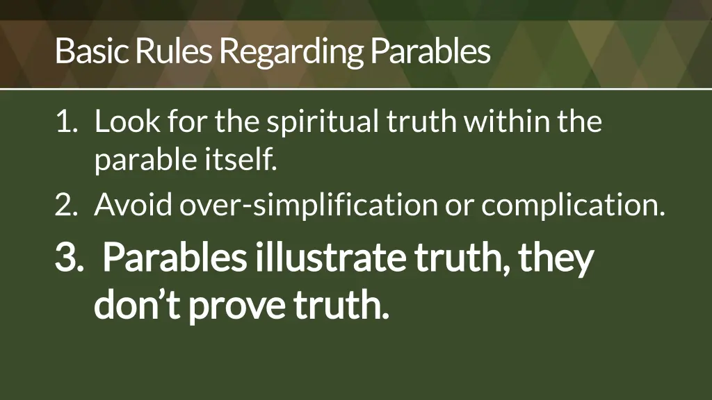 basic rulesregarding parables 2