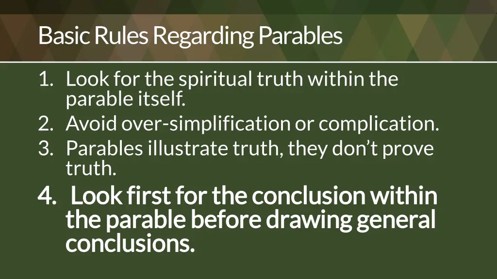 basic rulesregarding parables 3