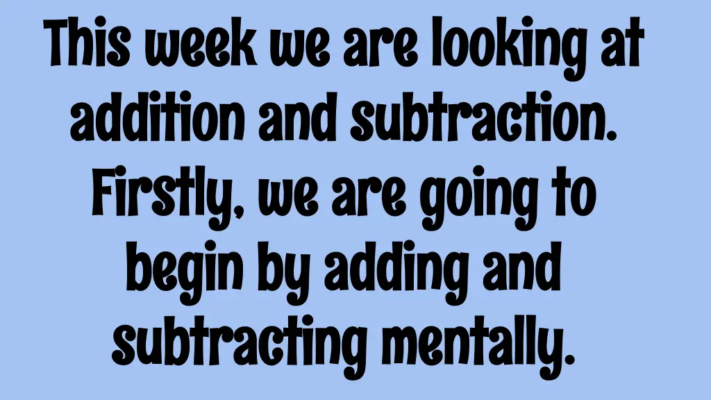 this week we are looking at this week