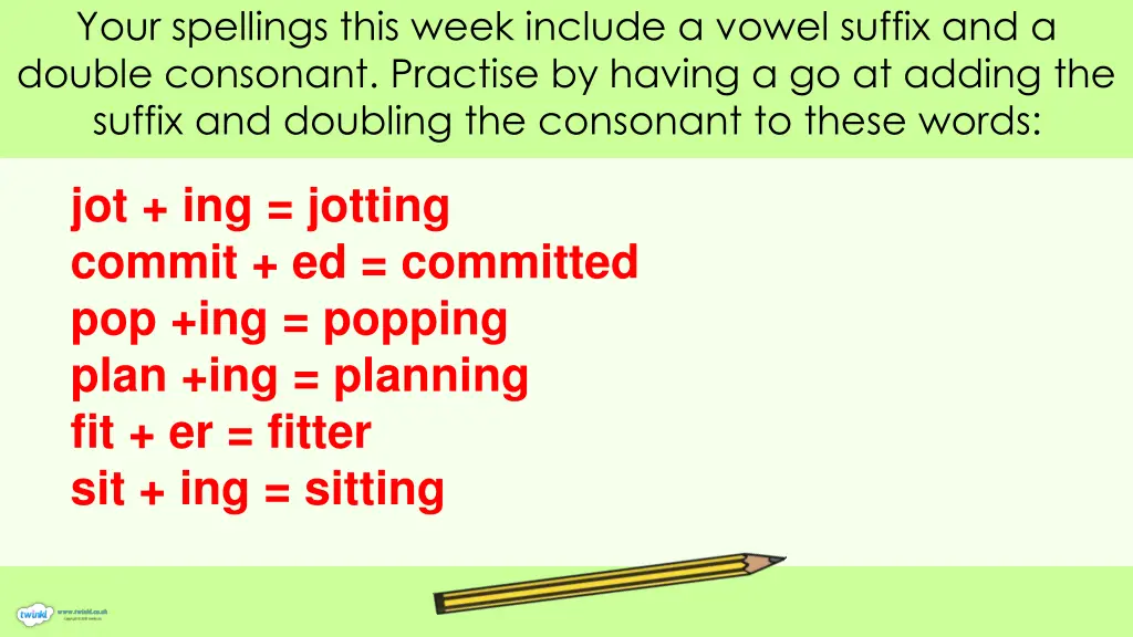 your spellings this week include a vowel suffix 1