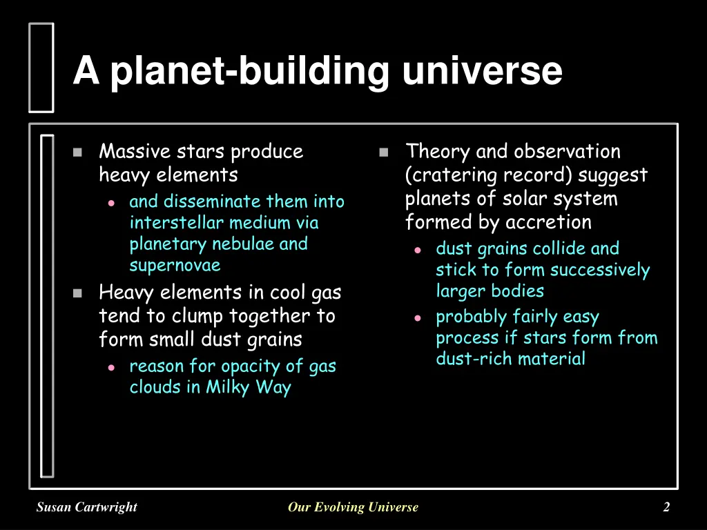 a planet building universe