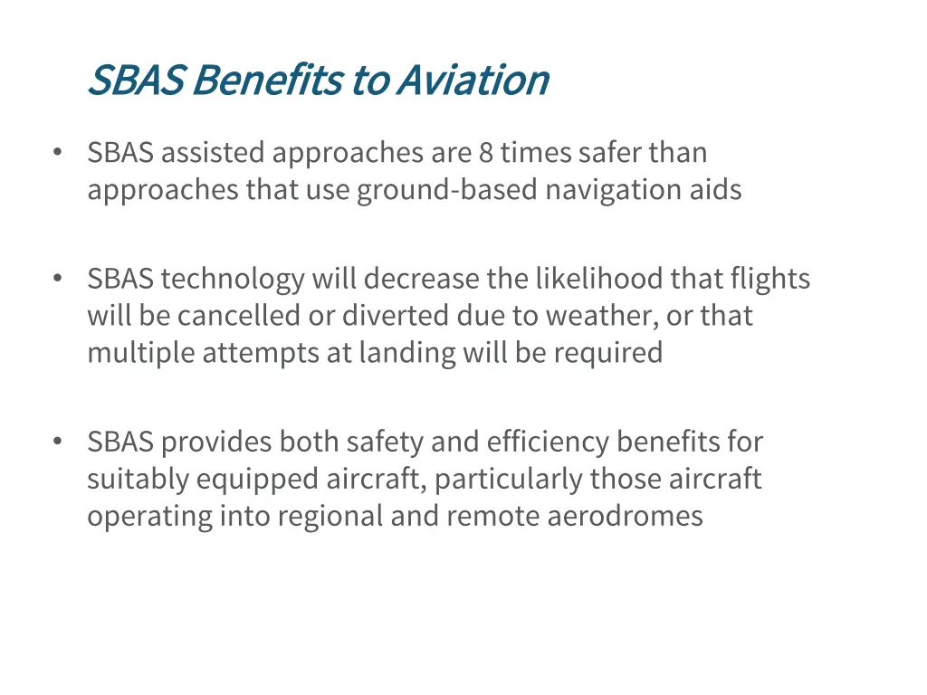 sbas benefits to aviation sbas benefits