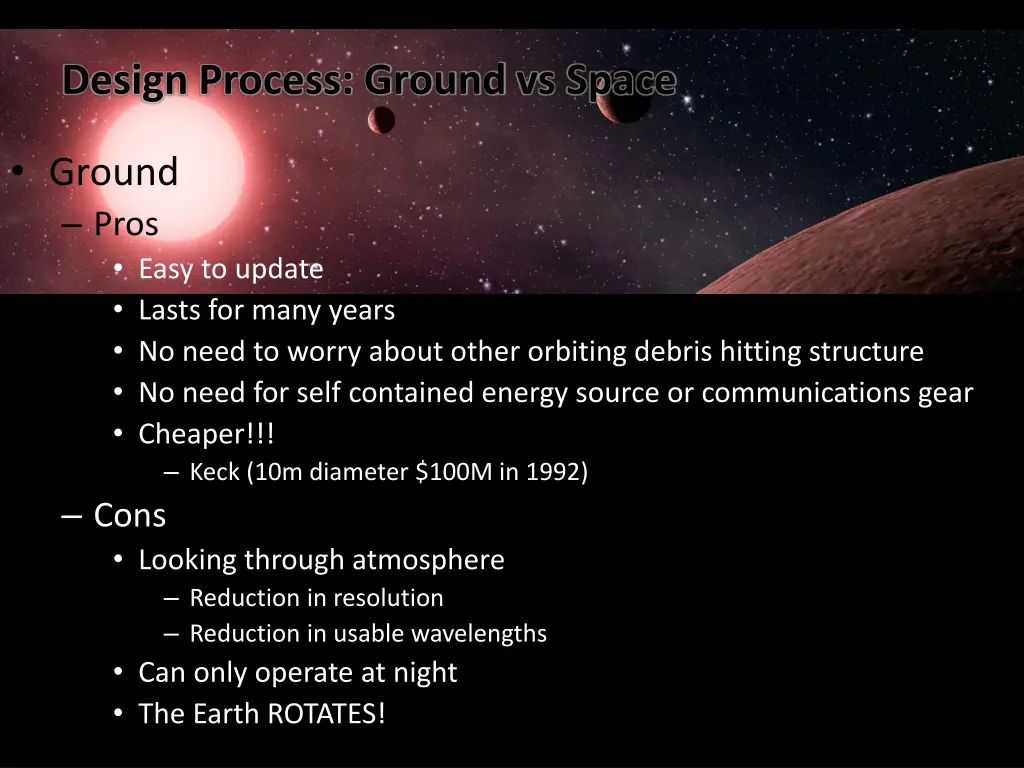 design process ground vs space