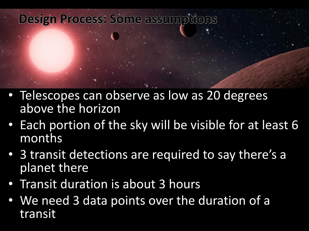design process some assumptions