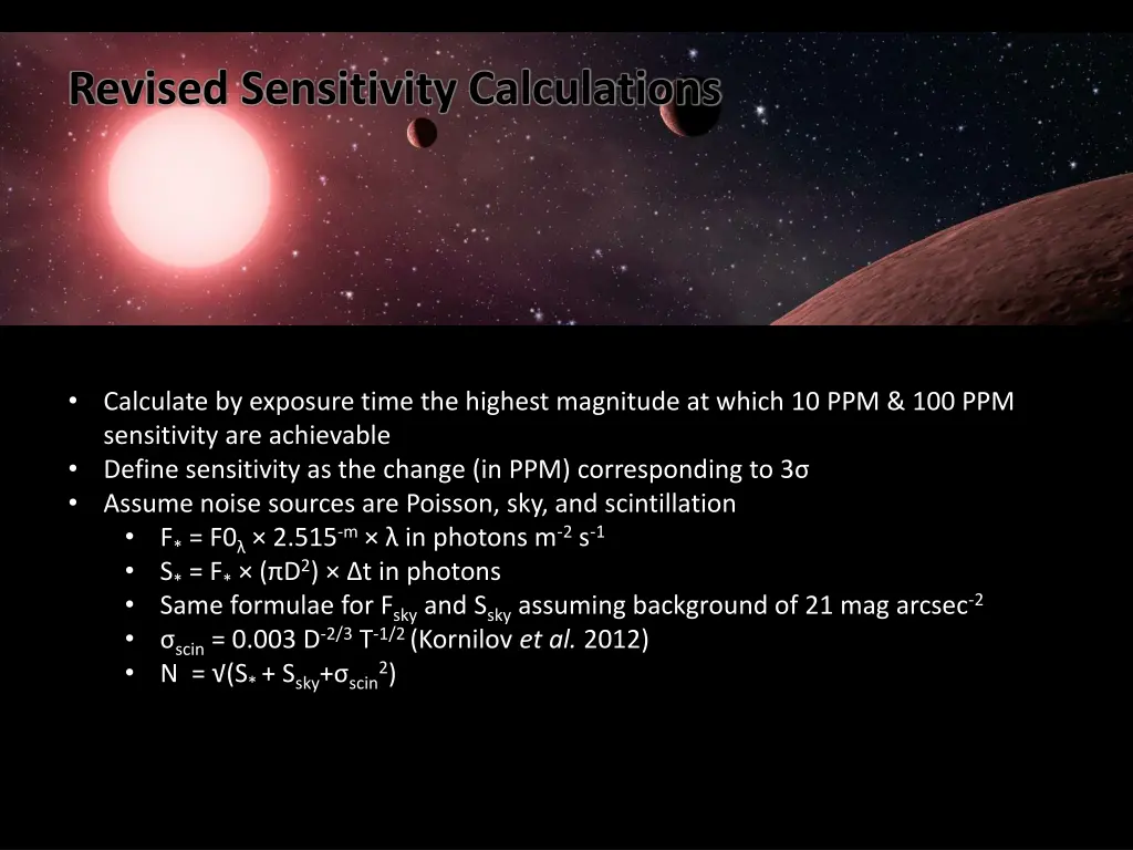 revised sensitivity calculations