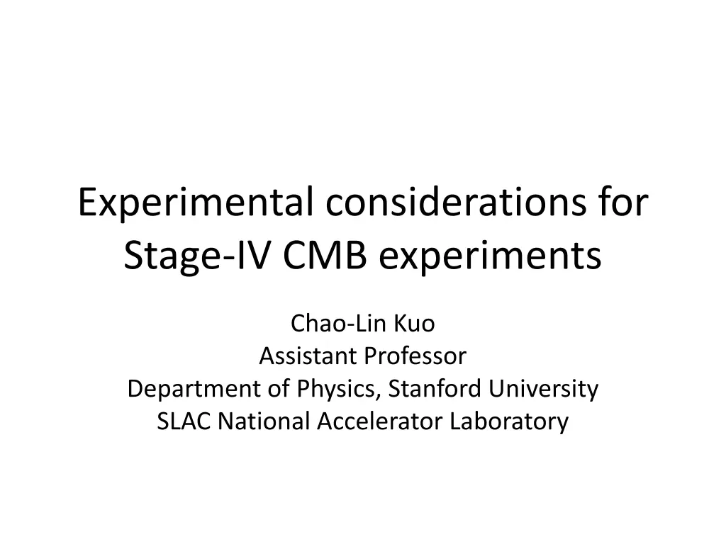 experimental considerations for stage