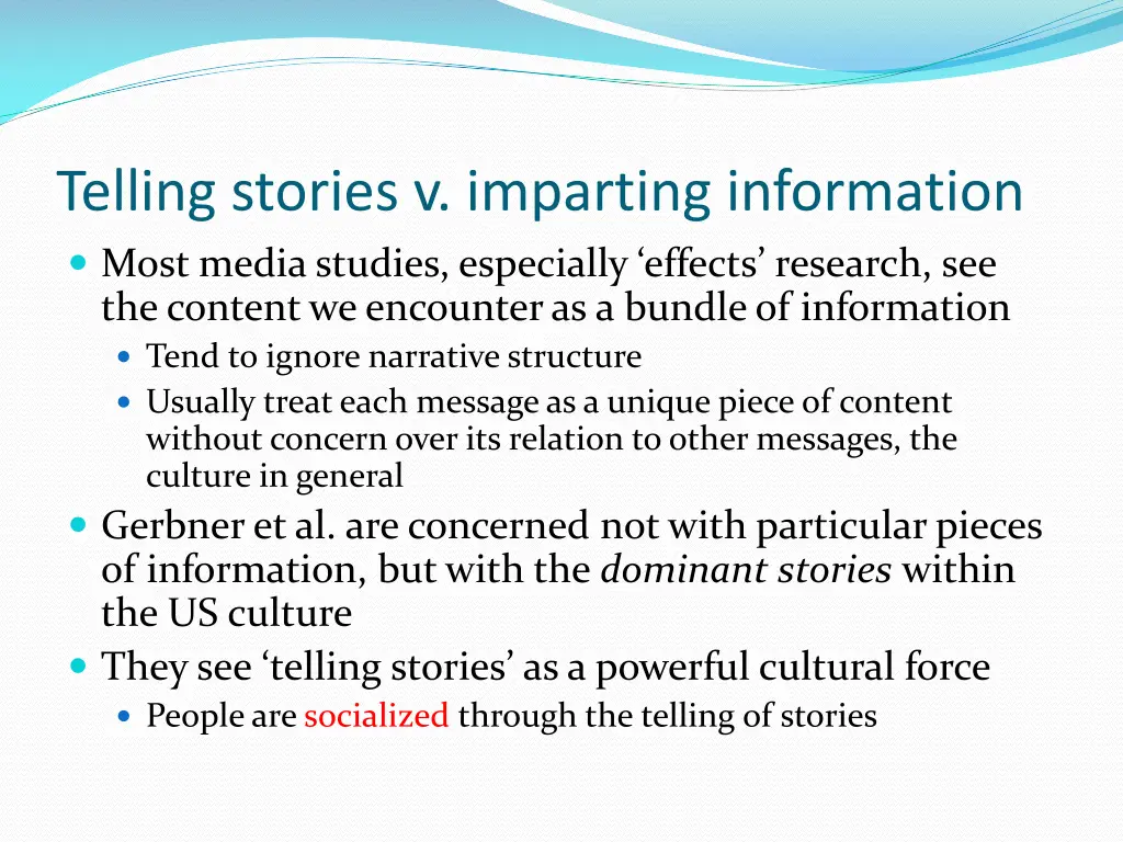 telling stories v imparting information most