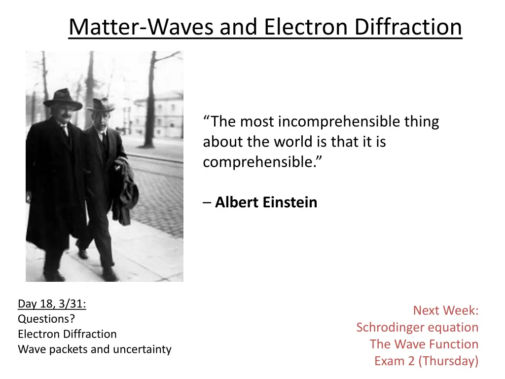 matter waves and electron diffraction
