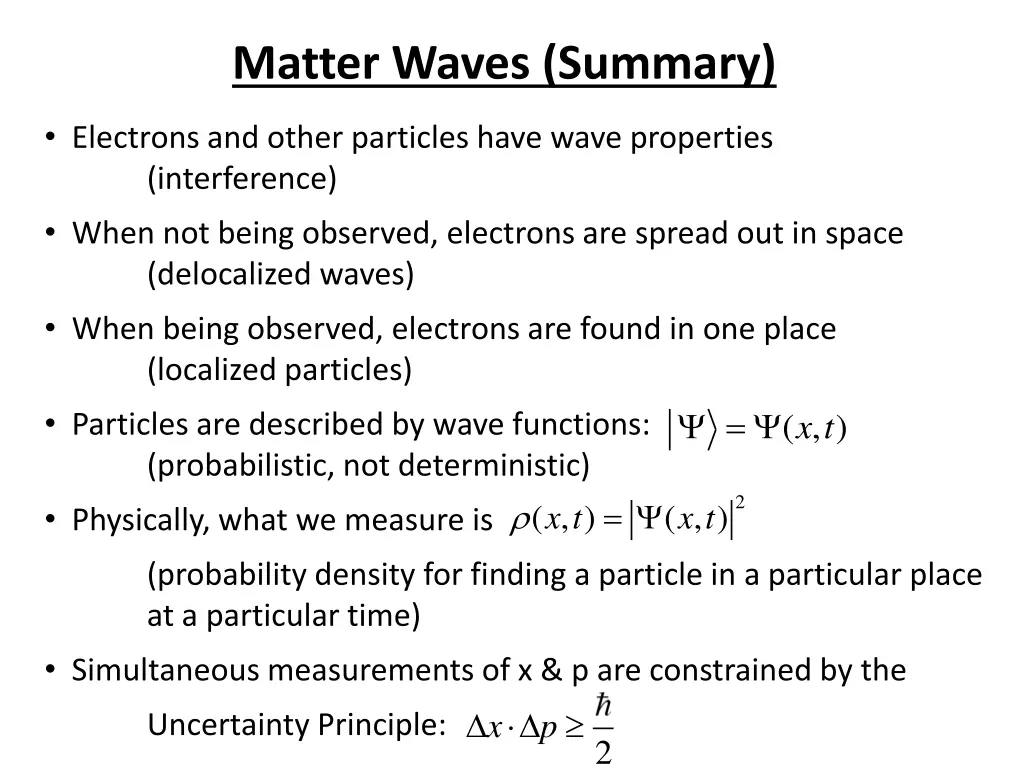 matter waves summary