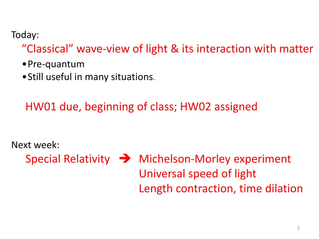 today classical wave view of light