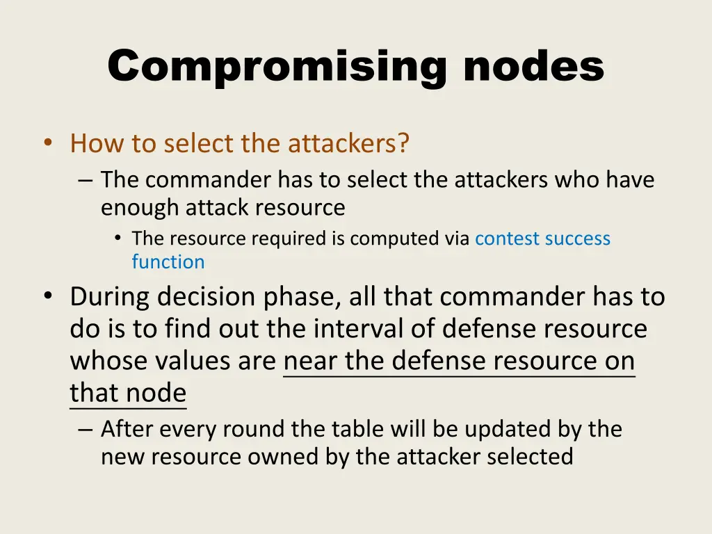 compromising nodes