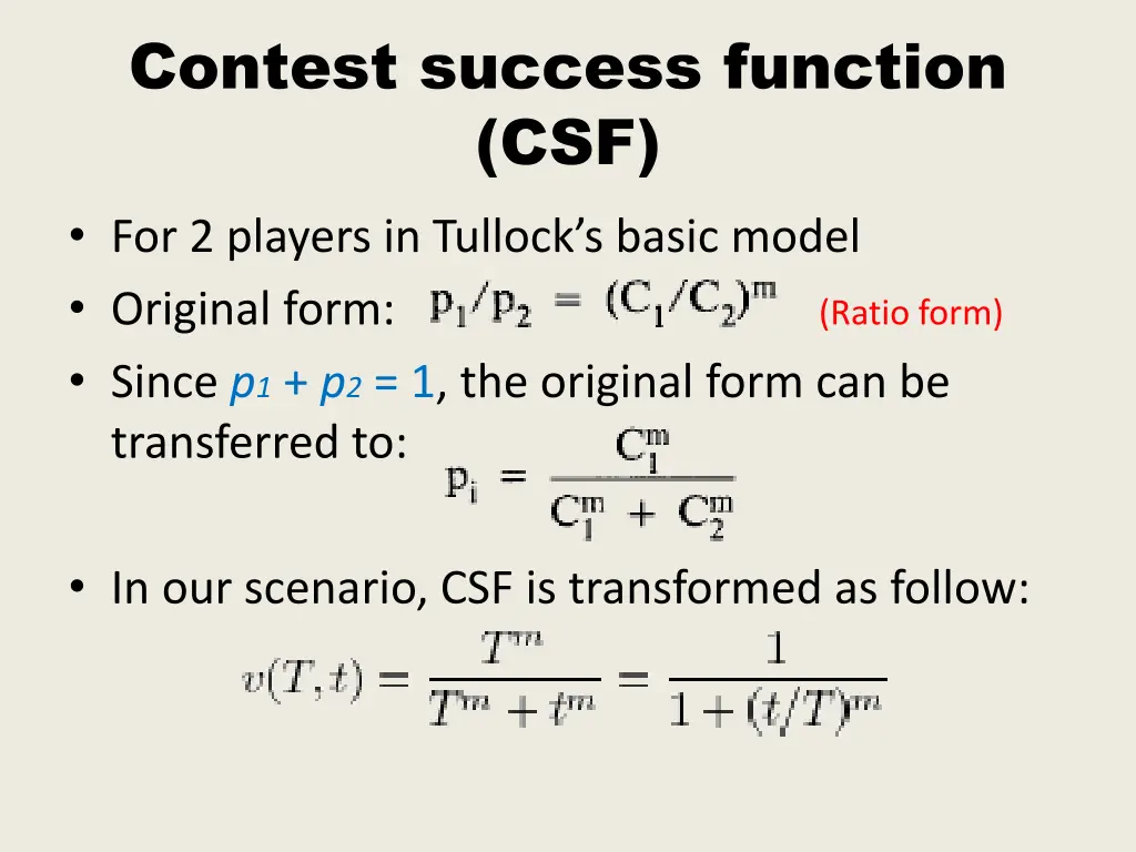 contest success function csf for 2 players
