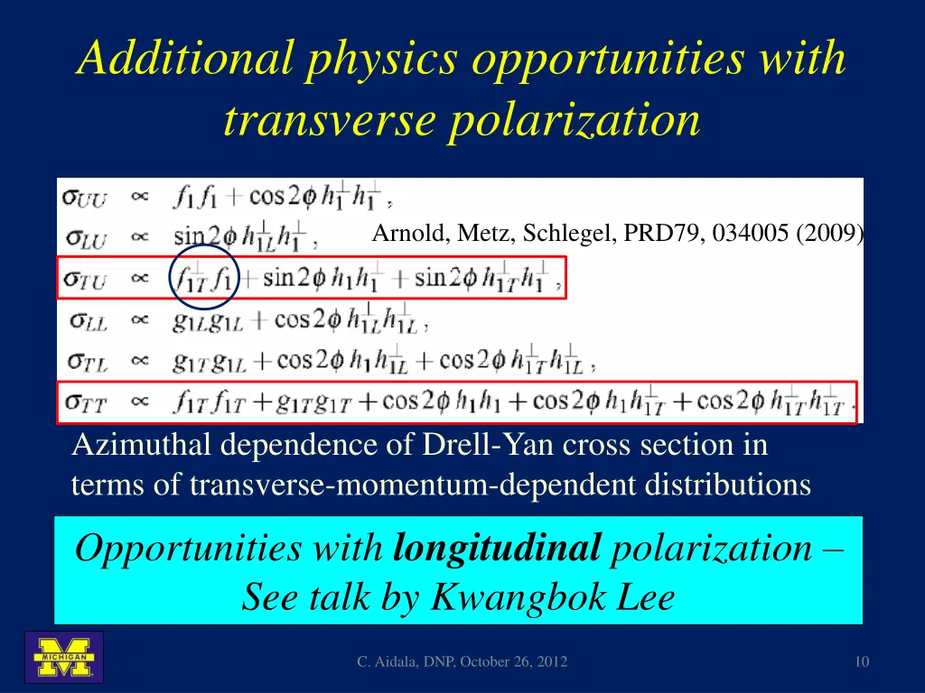 additional physics opportunities with transverse