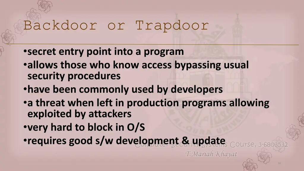 backdoor or trapdoor
