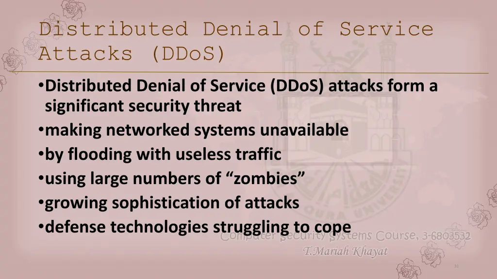 distributed denial of service attacks ddos