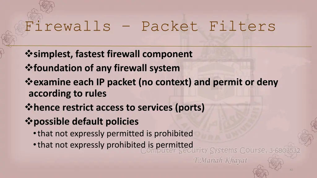 firewalls packet filters