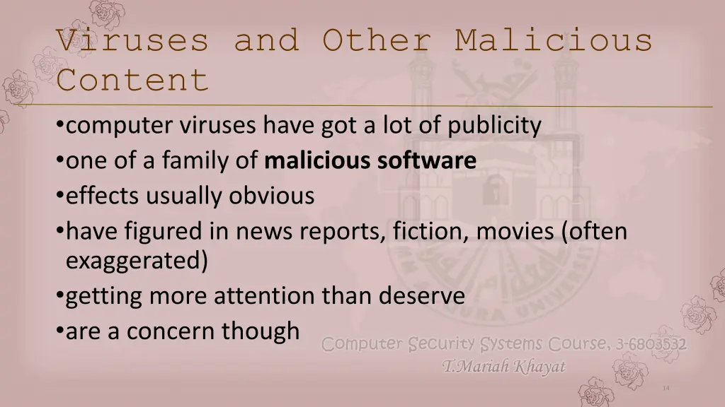 viruses and other malicious content