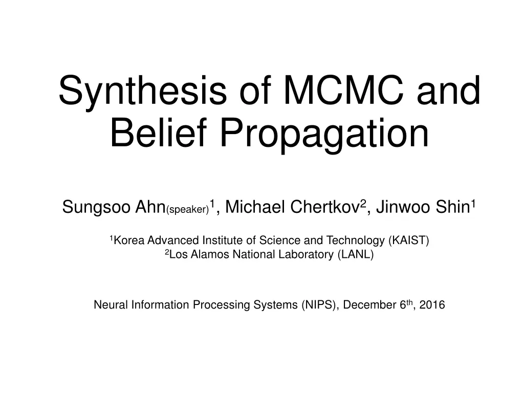 synthesis of mcmc and belief propagation