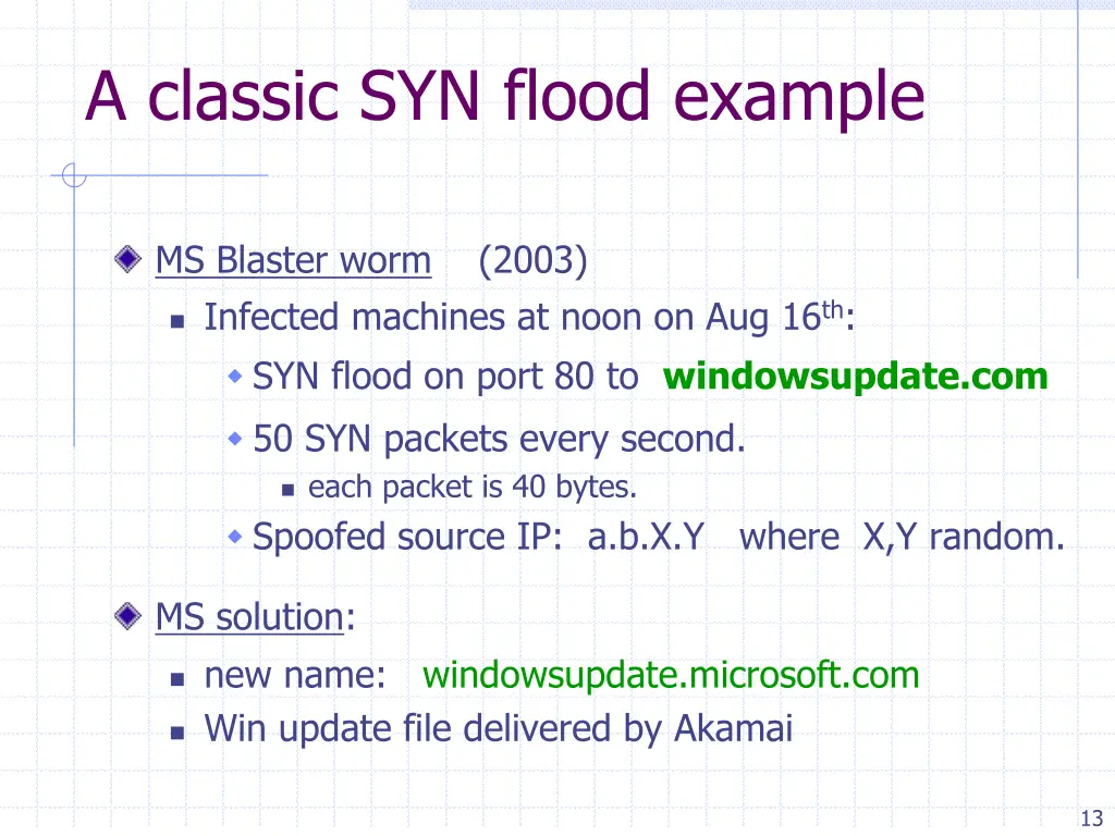 a classic syn flood example