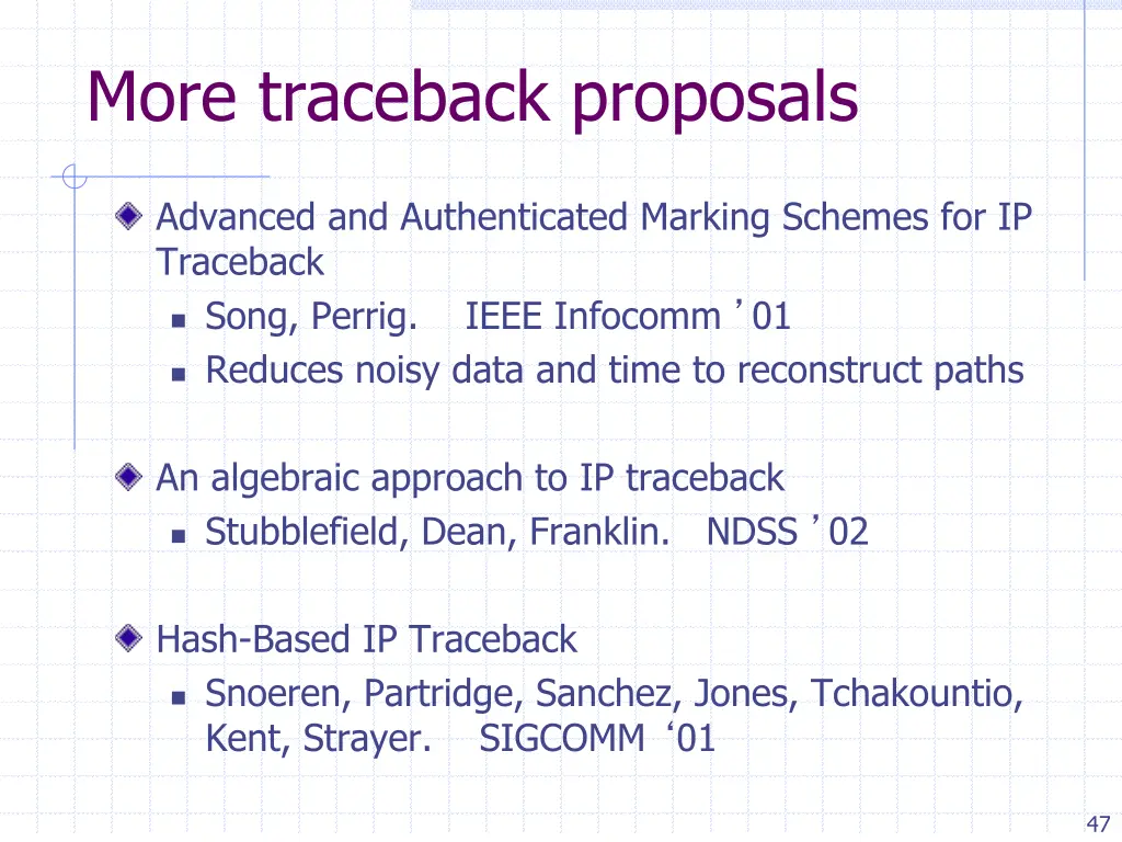 more traceback proposals